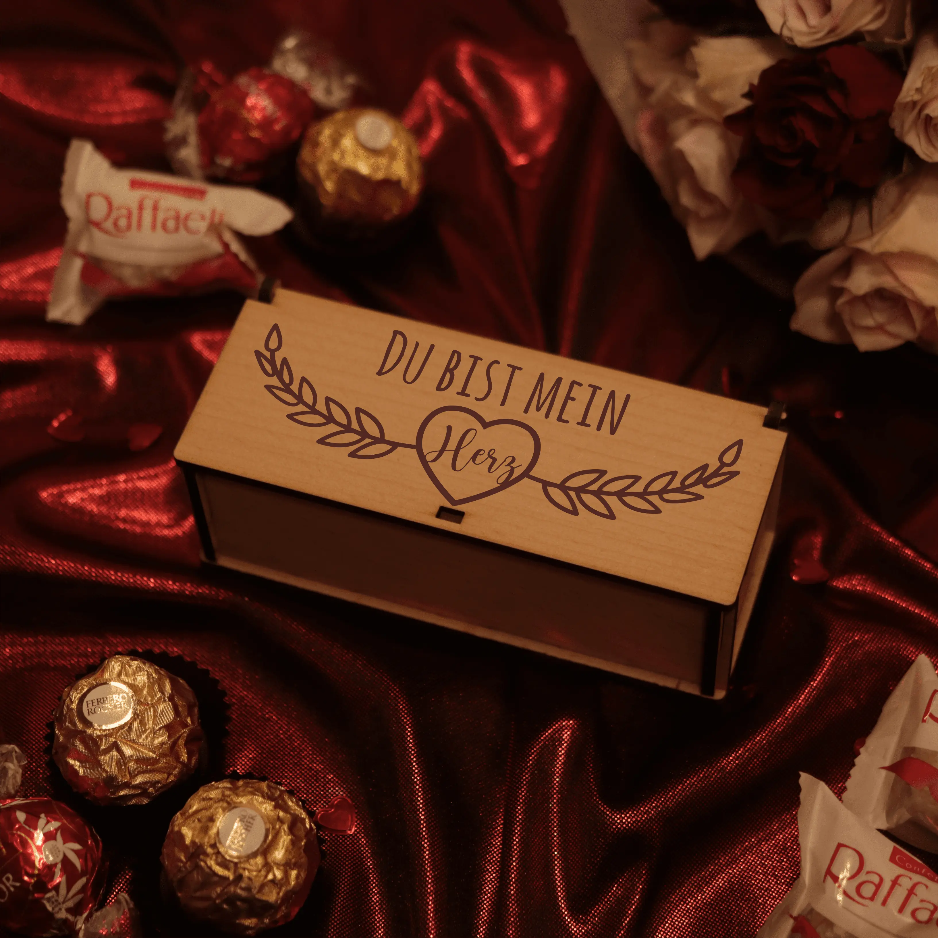 Du bist mein Herz | Holzbox mit Ferrero Rocher