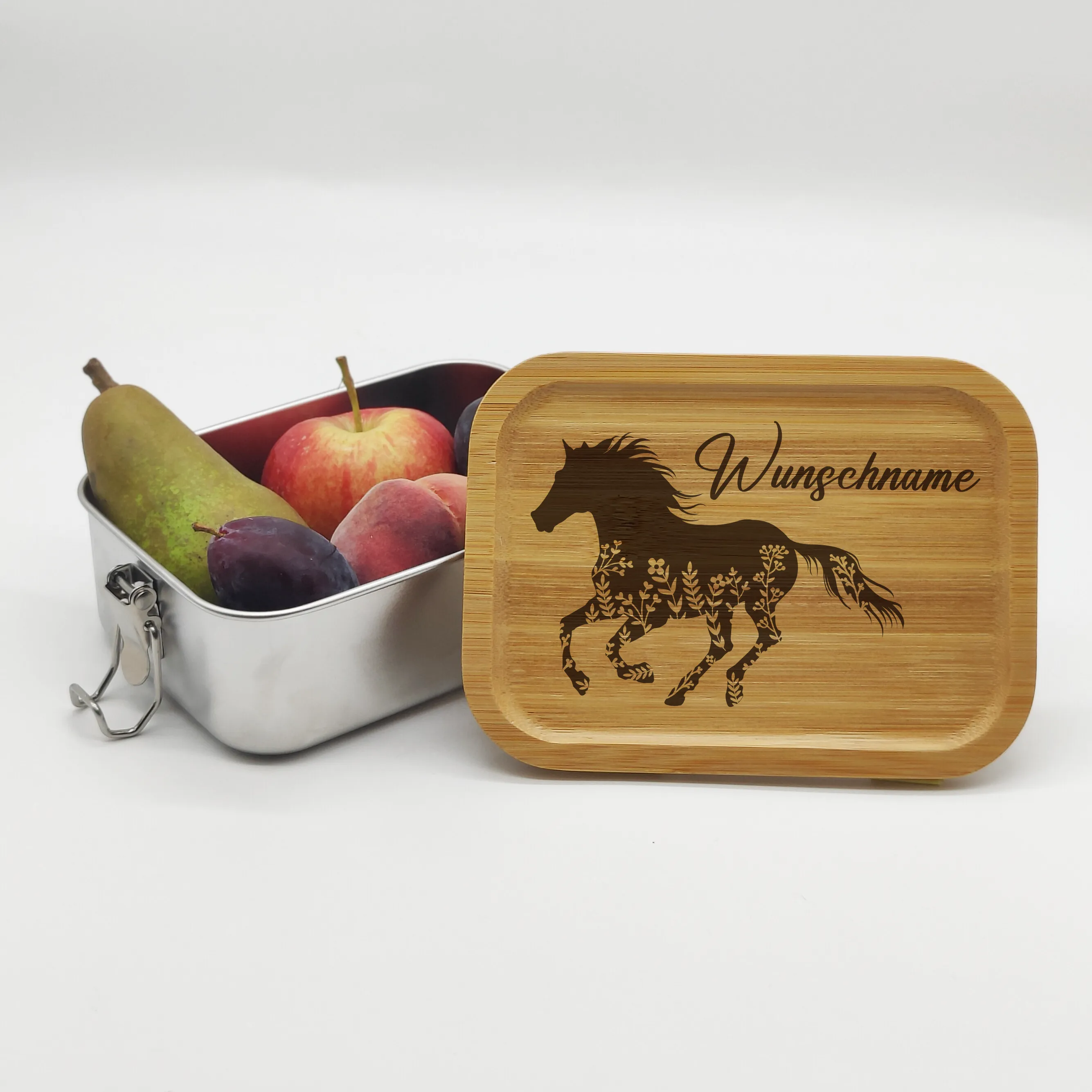 Pferd mit Wunschname | gravierte Lunchbox